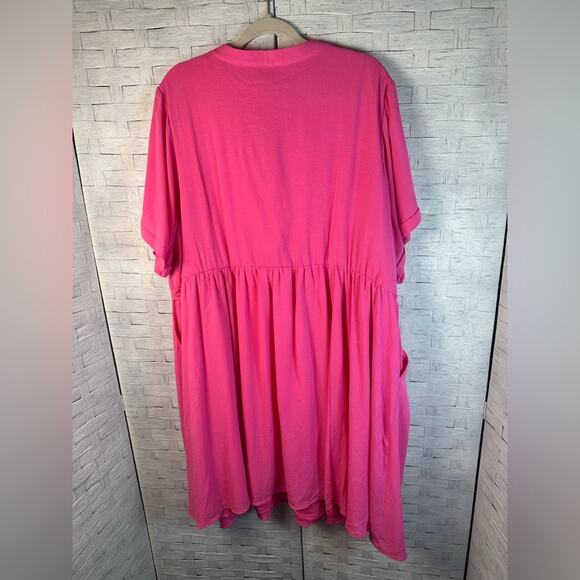 Torrid v-neck Hi Low Waist Tunic dress pocket spring hot pink coquette plus size - Picture 5 of 15